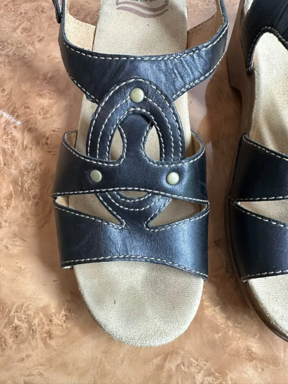 Dansko Black Leather Comfort Wedge Sandals Size 42 US 11-11.5